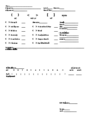 Special  Character Sheet